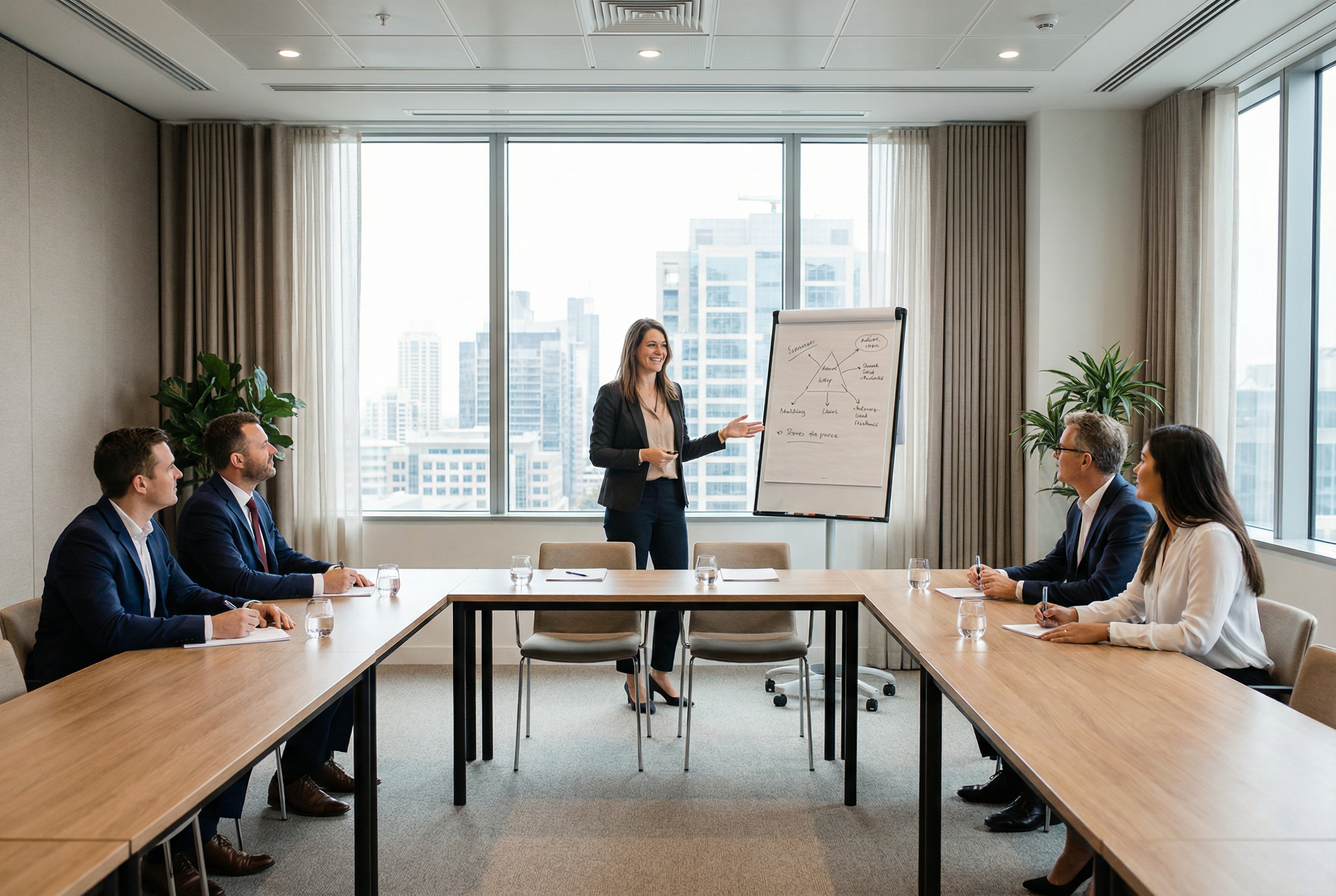 Health and safety trainer presenting to a group